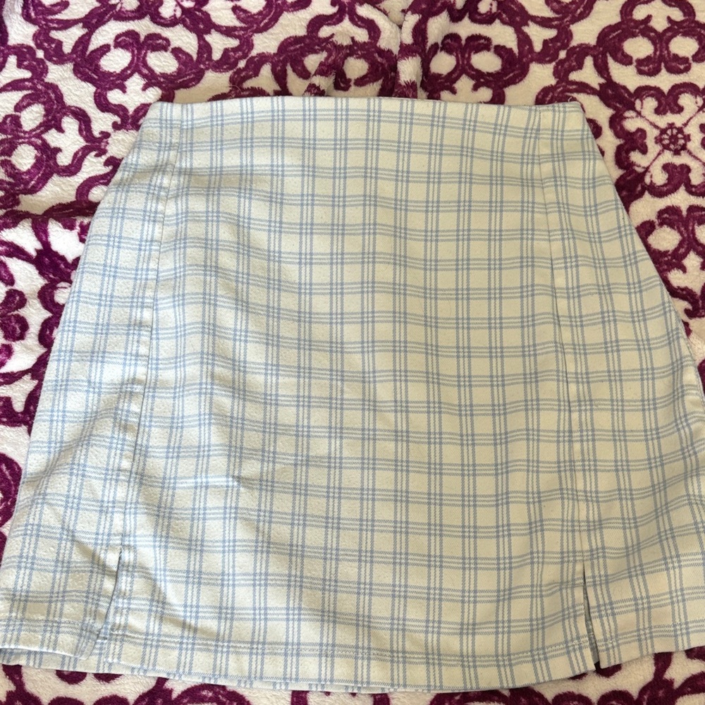 Brandy Melville Light Blue Checkered Mini Skirt